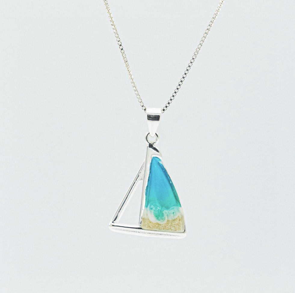 The Shoreline Sailboat Necklace (Sterling Silver)